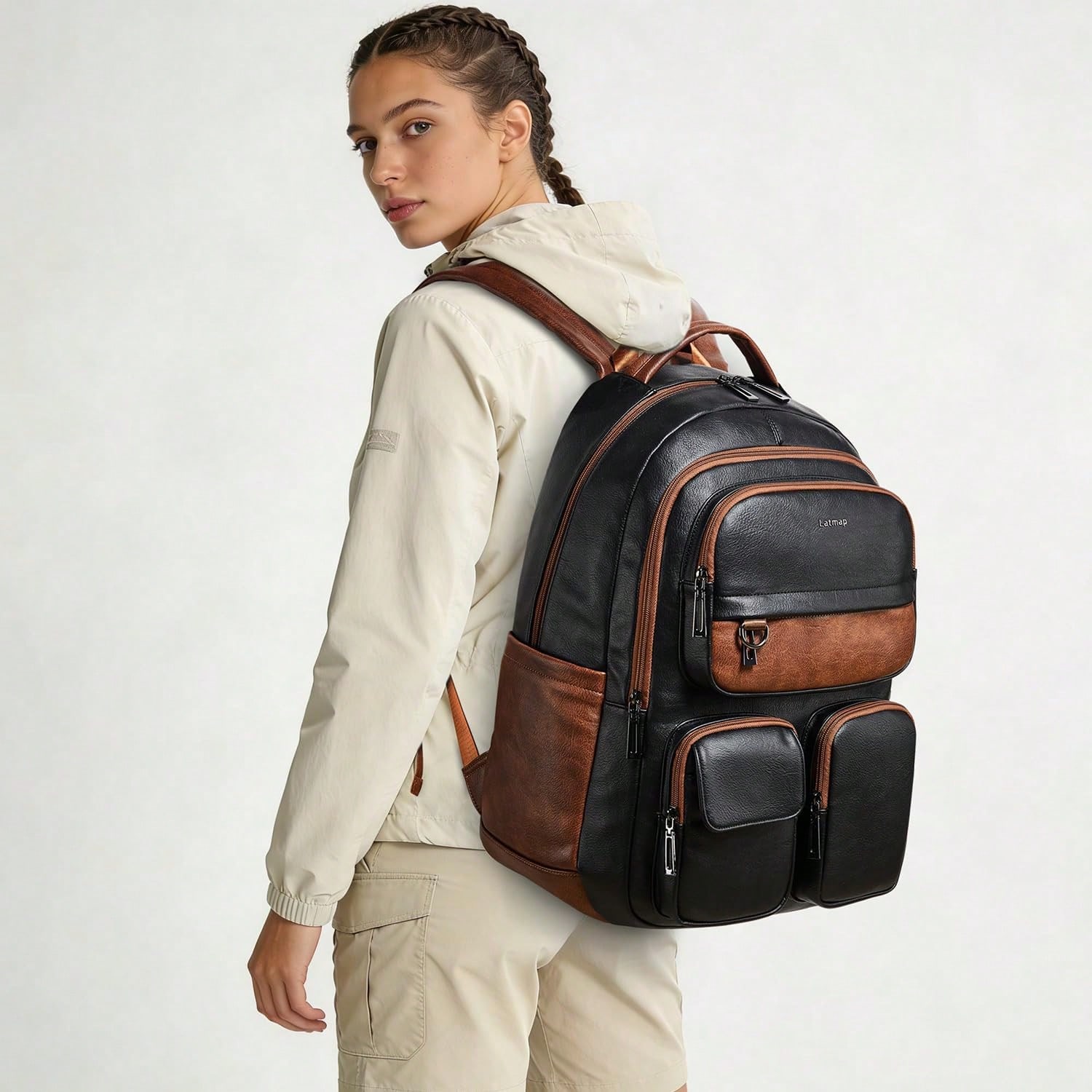 LATMAP Vegan Leather Backpack  - Women'S Work Bags Designer 评论和价格