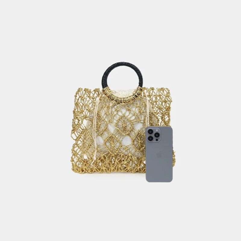 Shiny Golden Hollow Woven Tote - Women Bags Golden 评论和价格