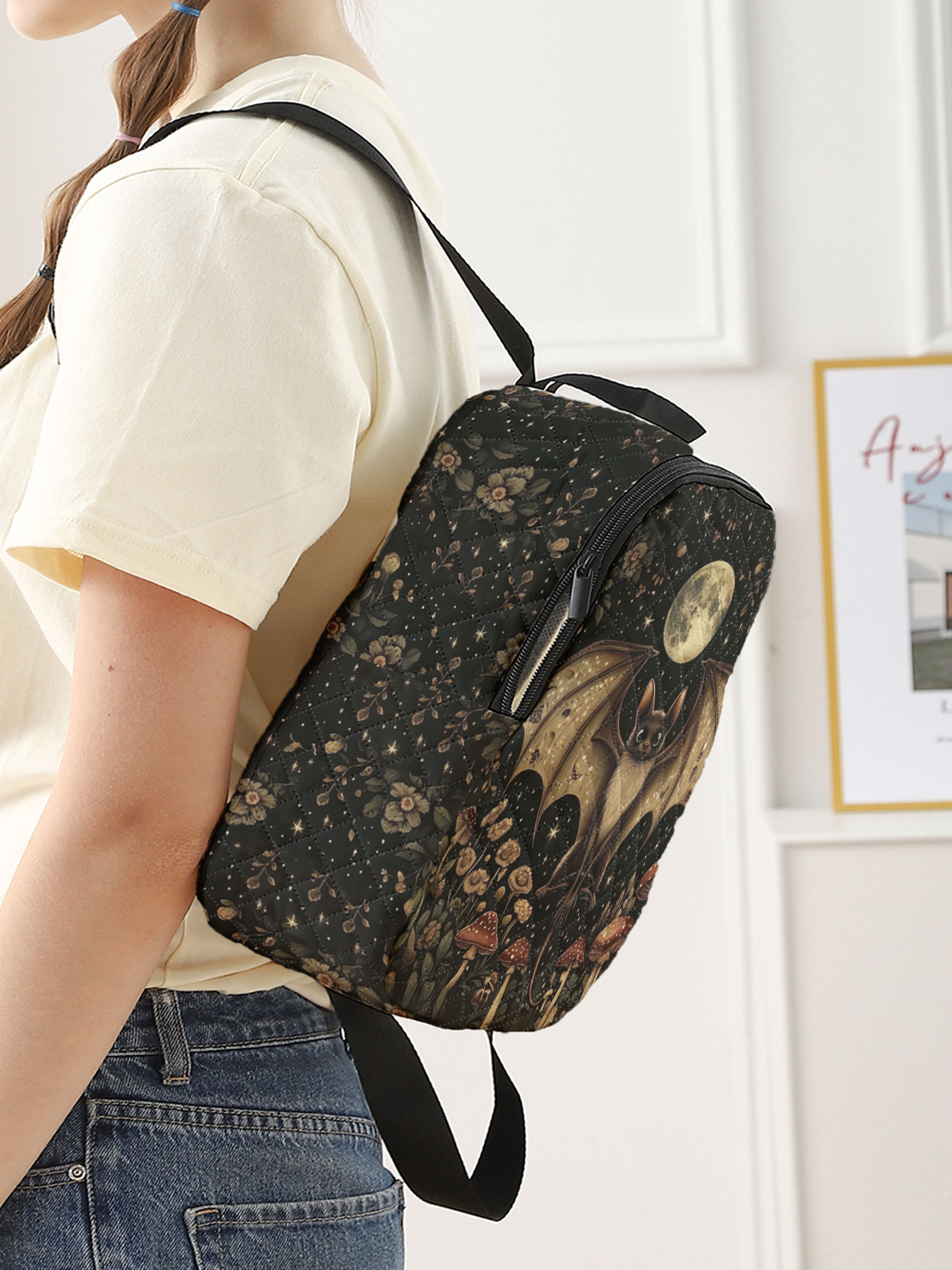 Bat Moon Mushroom Floral Print - Women'S Bags Going Out 评论和价格