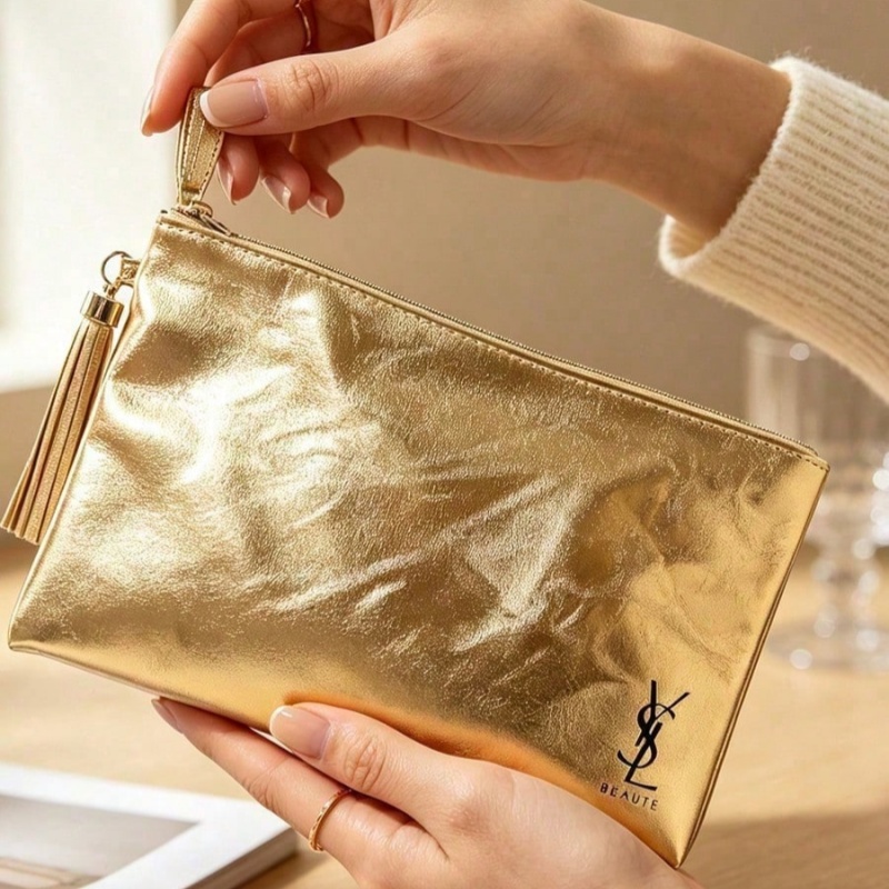YSL Golden Cosmetic Bag, Porta - Women Bags Golden 评论和价格